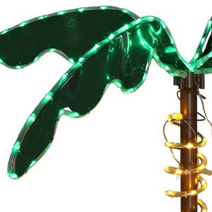 Karlhome 7FT Lighted Palm Tree Christmas Tree, Outdoor for Outside Patio Pool Yard Holiday Decor, Artificial Light up with Lifelike Leaves and Rope LEDs