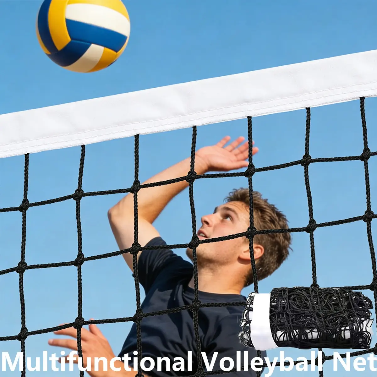 Volleyball Net for Adults, Pe Material Replacement Net, No Goal Post Included, Training Equipment with Storage Bag, Single Edge Design