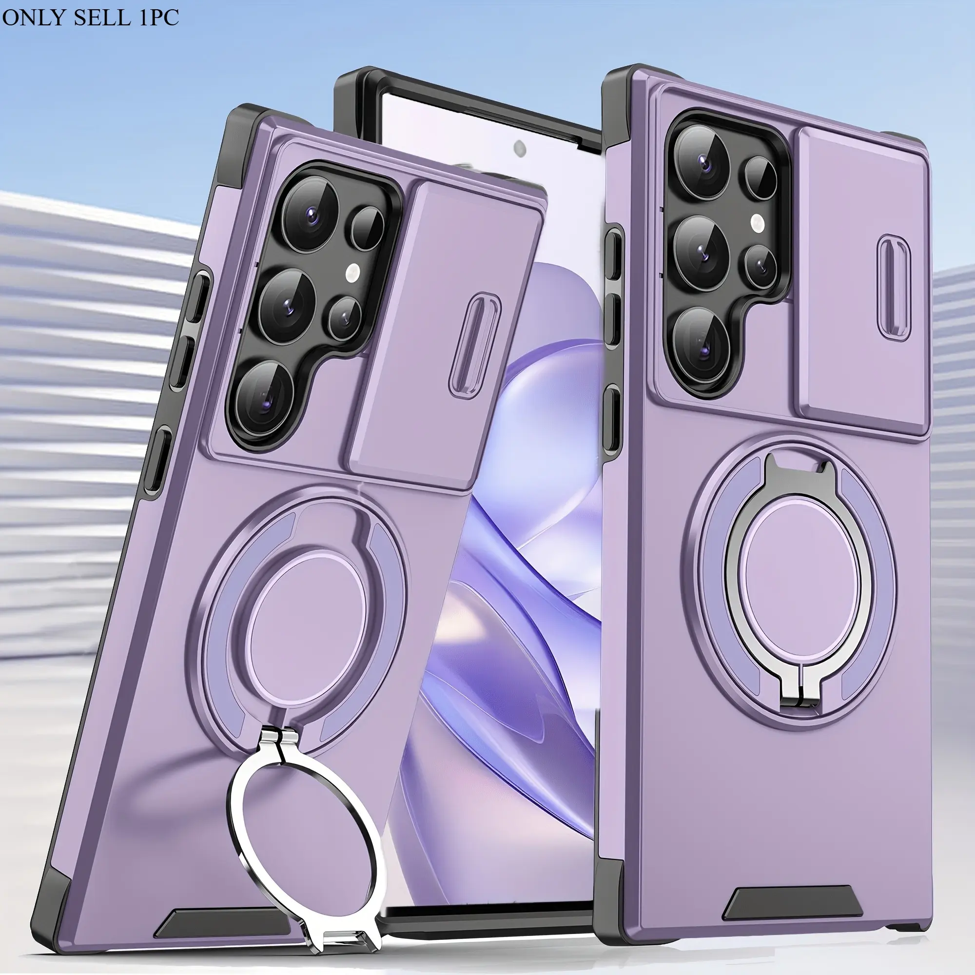 Phone Case - Casing With Sliding Camera Protective Cover, Suitable for Samsung Galaxy S26 S25 S24 S23 S22 Ultra Plus Series, with 360° Rotating Ring Stand Phone Case, Phone Shell
