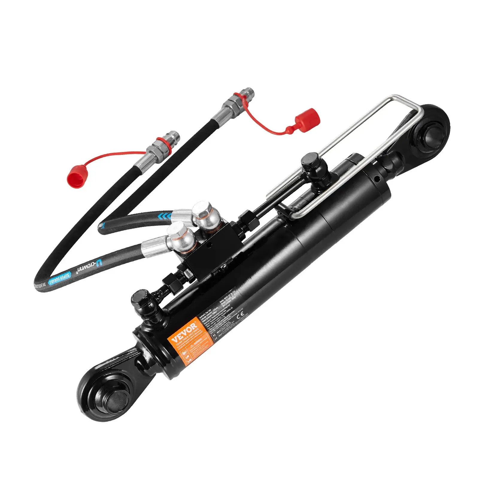 VEVOR Hydraulic Top Link Cat. 2-28-5/16 in, 19-11/1628 in), Hydraulic Cylinder with 2 Hoses G3/8" Check Valve