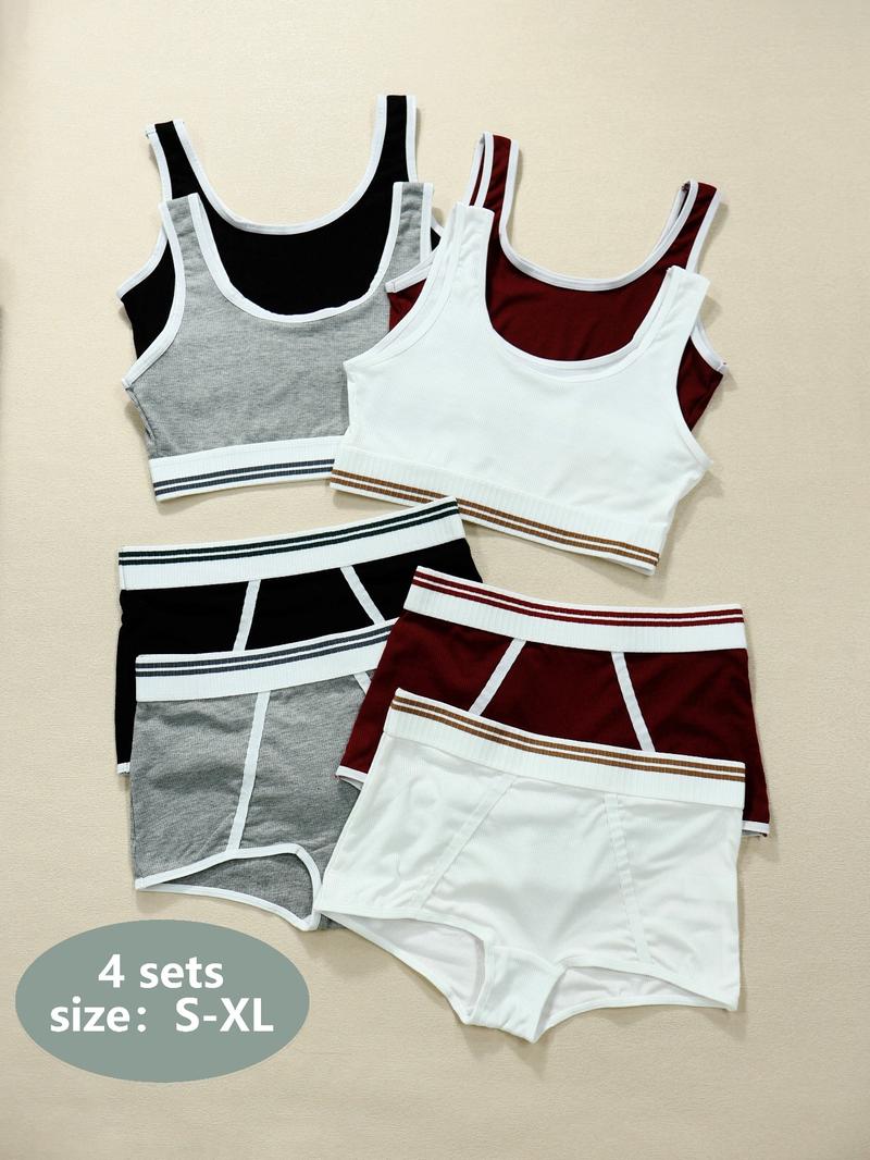 Women's Solid Wireless Bra & High Waist Panty Underwear Set, Basic Fashion Casual Breathable Comfortable Lingerie Set for Daily Wear, Underwear Set for All Seasons, Women's Underwear Set, Clothes, Casual Soft Panties