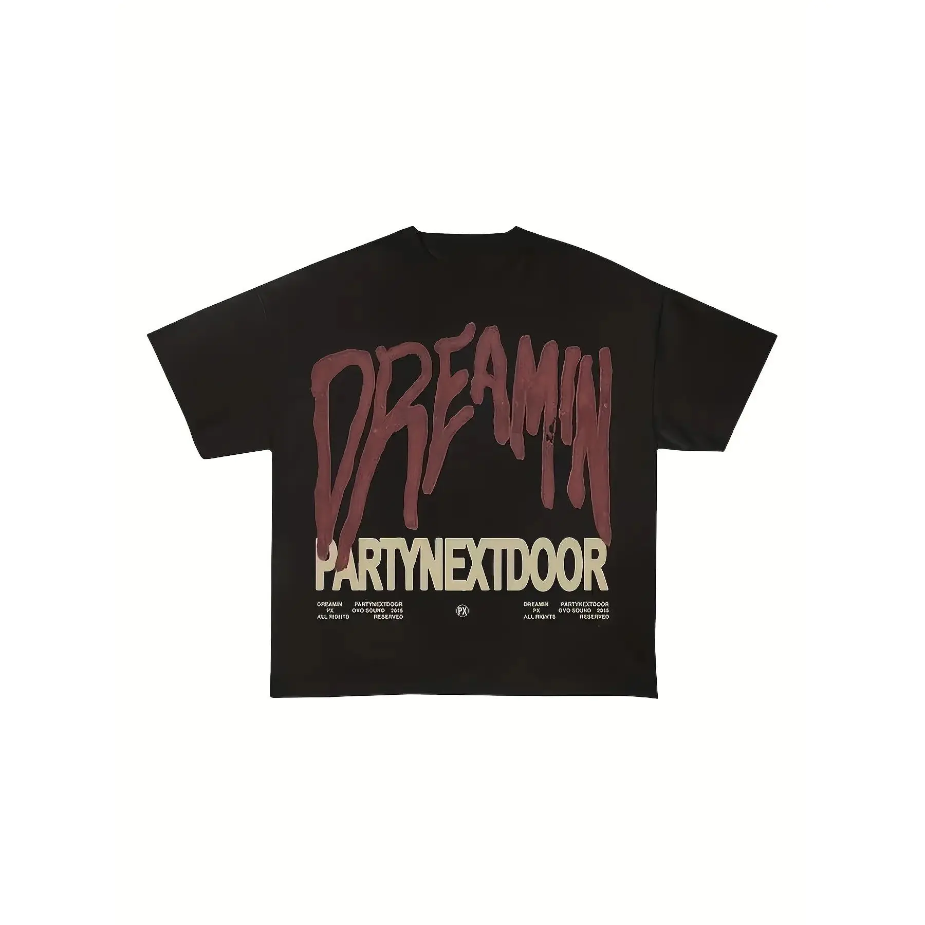 Men's PartyNextDoor Vintage Concert T-Shirt - Heavyweight PND & Dreamin Lettering Print, Round Neck Casual Streetwear Tee Suitable for Concerts and Daily Wear - Iconic Artist Merchandise