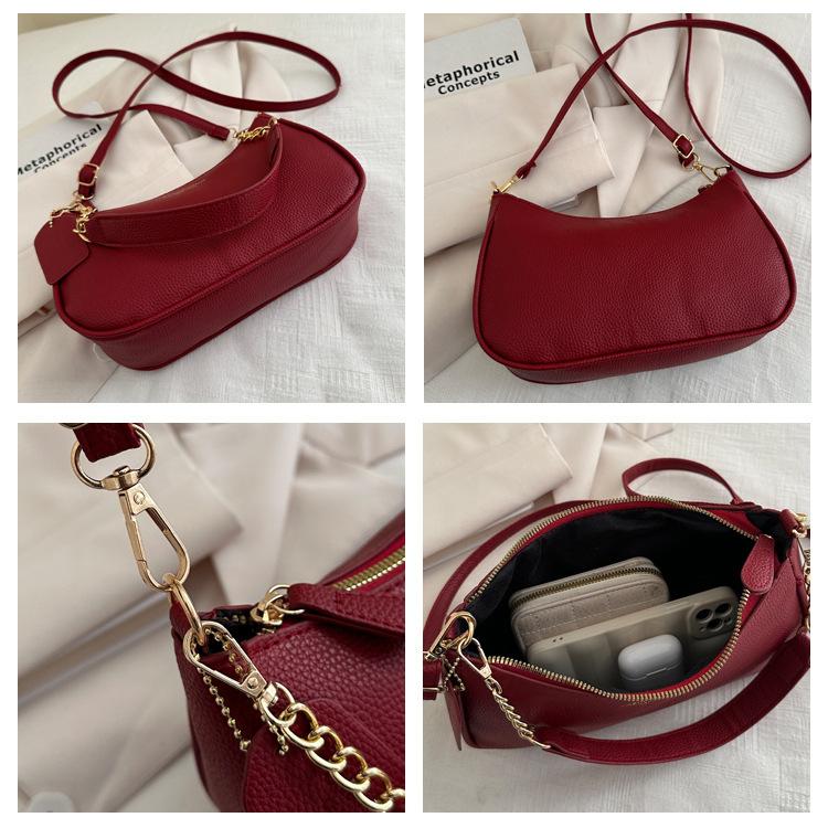 Women's Solid Color Chain Strap Bag, Fashionable Shoulder Bag for Daily Used, Casual Trendy Versatile High-quality Daily Commuting Bag, Girl Fashionable Shopping Bag SpringStatements