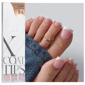 XCOATTIPS Toe Tips - Lamp-Curable Sharp Square Pink Press On Toenails for Women, 150 Soak Off French Tip Toe Extensions in 15 Sizes, Builder Gel & Top Coat Required
