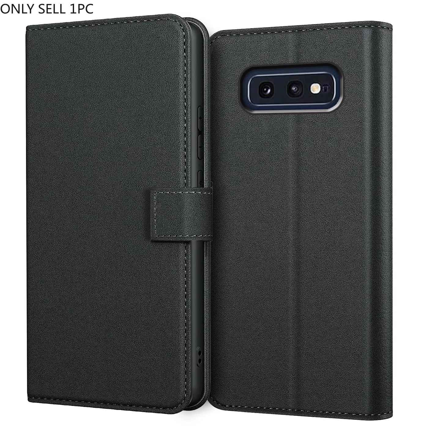 For Samsung Galaxy S5 S6 S7 S8 S9 S10 S20 S21 S22 S23 S24 S25 Plus Ultra FE Case With Kickstand PU Leather Card Slot Black Wallet Flip Protective Phone Case Cover