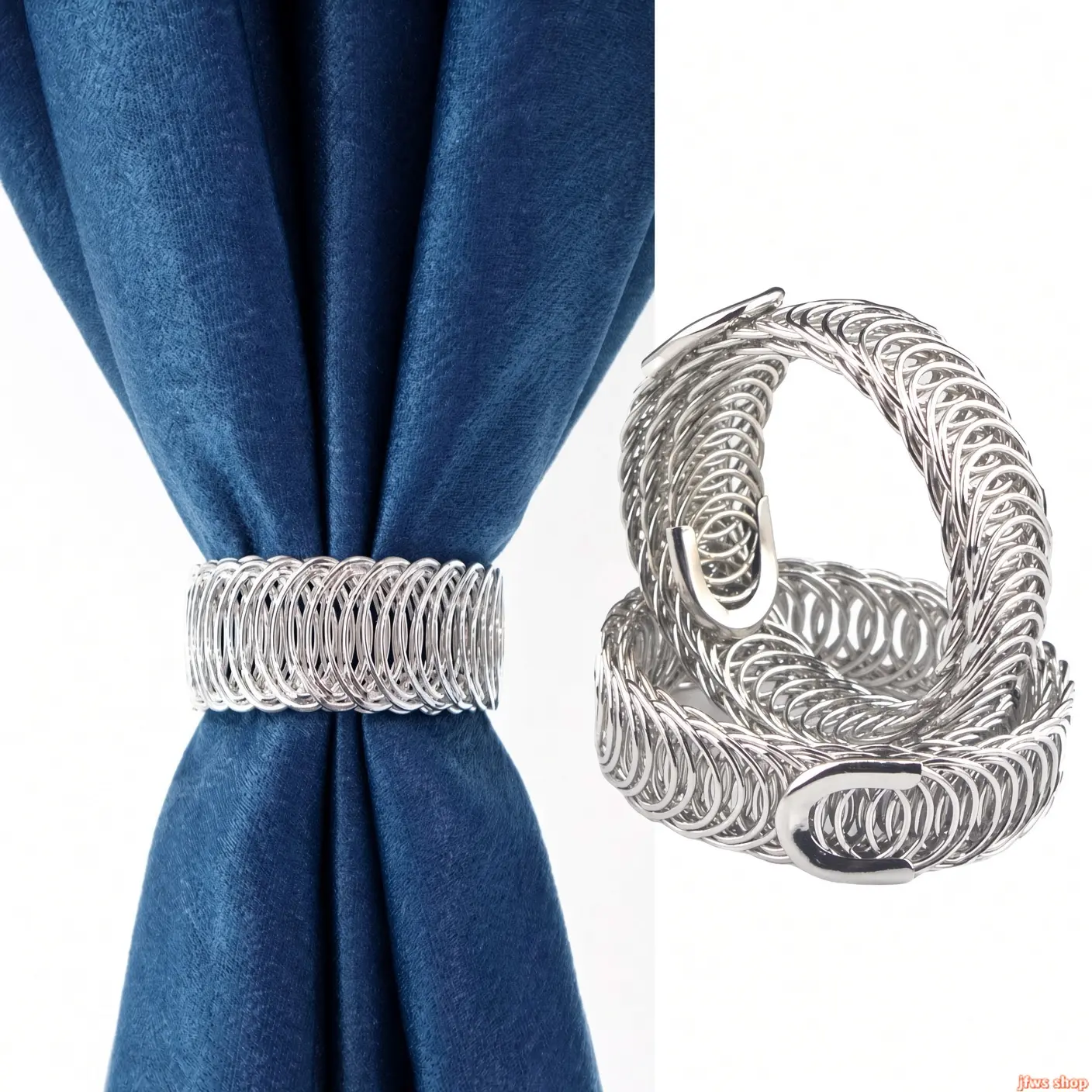 2-Pack Silver Metal Adjustable Strap Curtain Tiebacks, Rustproof Durable Buckle Decorative Hardware, No-Tool Easy-to-Use All-Season Home Window Drapes Holdback (Sports & Outdoor Accessory)