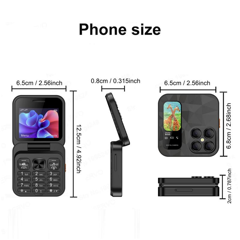 FUFFi-Foldable Mini Phone ，Glowing , 2.4 Inch Display, Dual Sim Support, Fm Radio, Fun Student & Kids Mobile Device