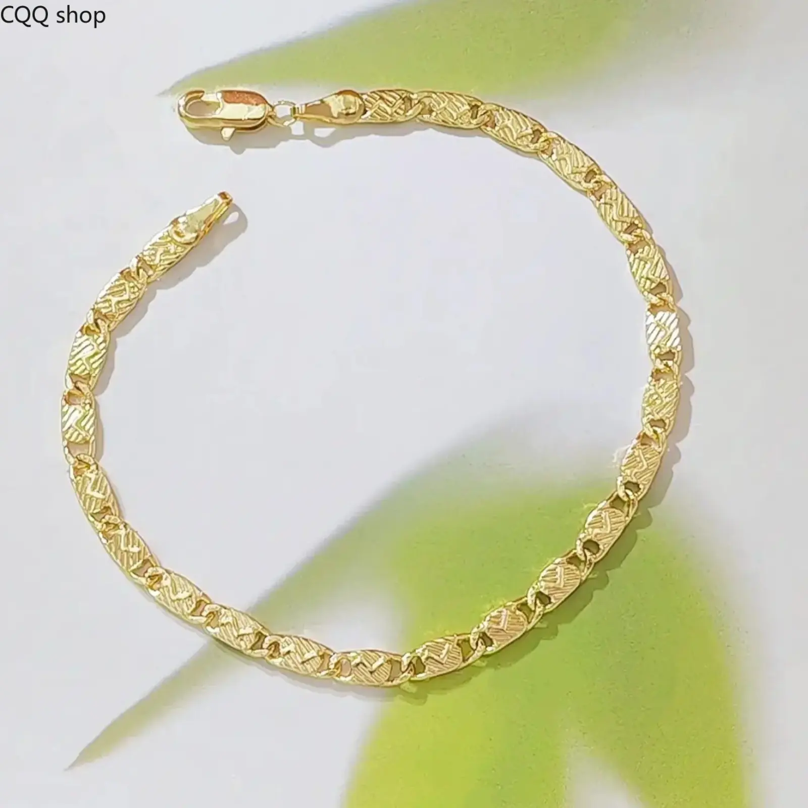 18K Gold Plated Textured Cuban Link Bracelet for Men Women, Diamond Cut Flat Curb Chain Wrist Bracelet, Classic Trendy Fashion Jewelry Gift