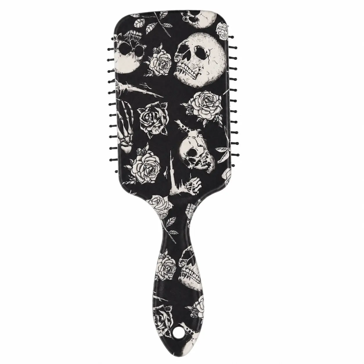 Nylon Skull Print Hair Comb, Anti-Static Massage Brush, and, Ideal for Long Thick Curly Hair, Creative Style
