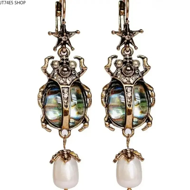 Vintage Scarab Beetle Dangle Drop Earrings, Egyptian‑Inspired Whimsical Statement Jewelry, Unique Bug‑Design Fashion Ornaments for Women, Ideal for Daily Dress‑Up, Halloween Parties, Holiday & Birthday Gifting