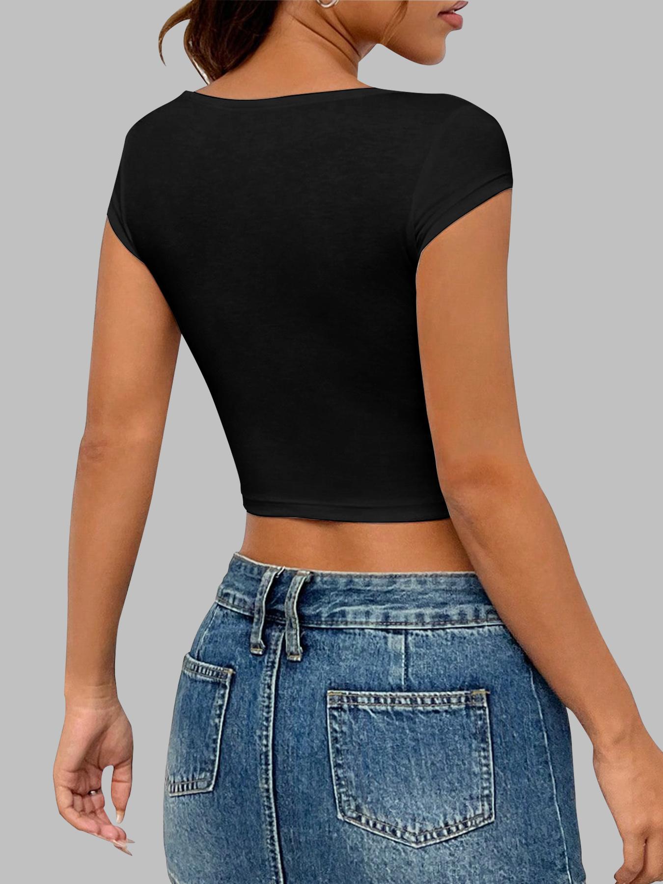 Women's Solid Color Tee, Casual Seamless Sleeveless T-shirt for Summer, Women's Clothing for Daily Wear, Womenswear