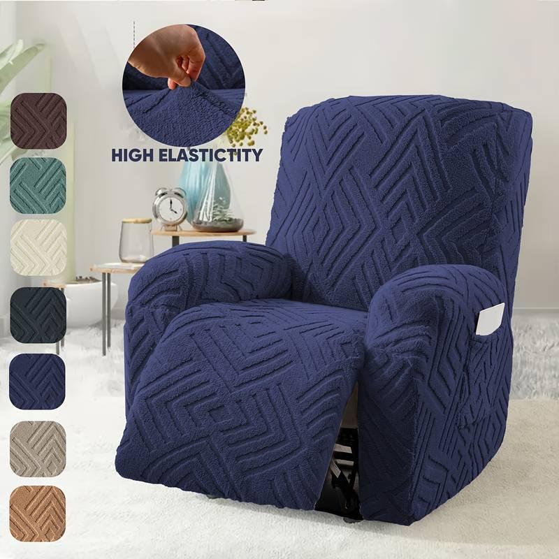 1-Seat Soft Recliner Chair Cover, Washable Sofa Couch Slipcover with Pocket, Nonslip Furniture Protector for Living Room, Bedroom & Home Decor