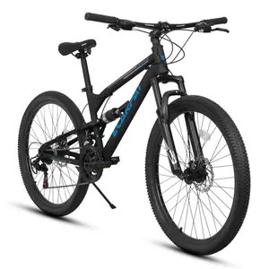 Ecarpat 24-inch wheel mountain bike, 21-speed fully-uncollapsing mountain bike, carbon steel frame, dual disc brakes, suitable for adult and teenage outdoor cycling on mountain roads