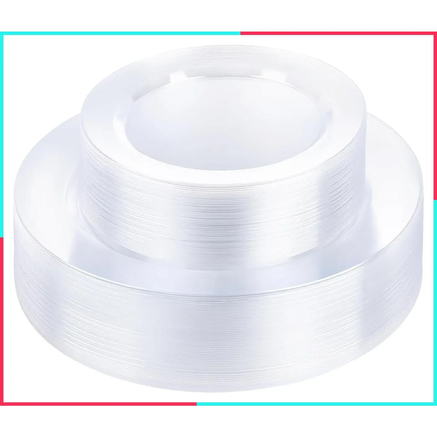 100 Pack Clear Disposable Plastic Plates for 50 Guests, Party Dinner Plates