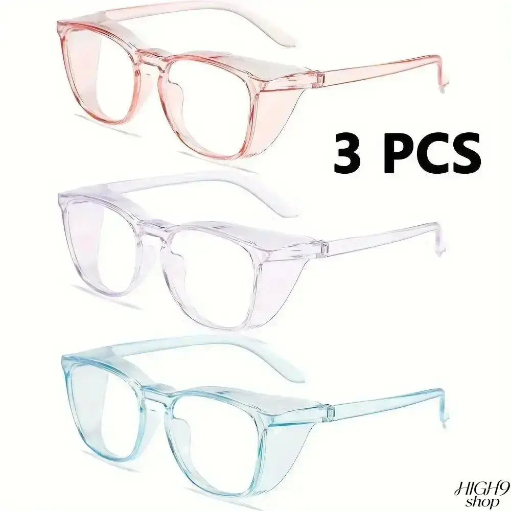 3 Pack Anti Pollen Anti Splash Blue Light Blocking Safety Glasses For Men Women, Minimalist Transparent Frame Protective Eyewear, Comfort Lightweight Daily Outdoor Windproof Eye Glasses