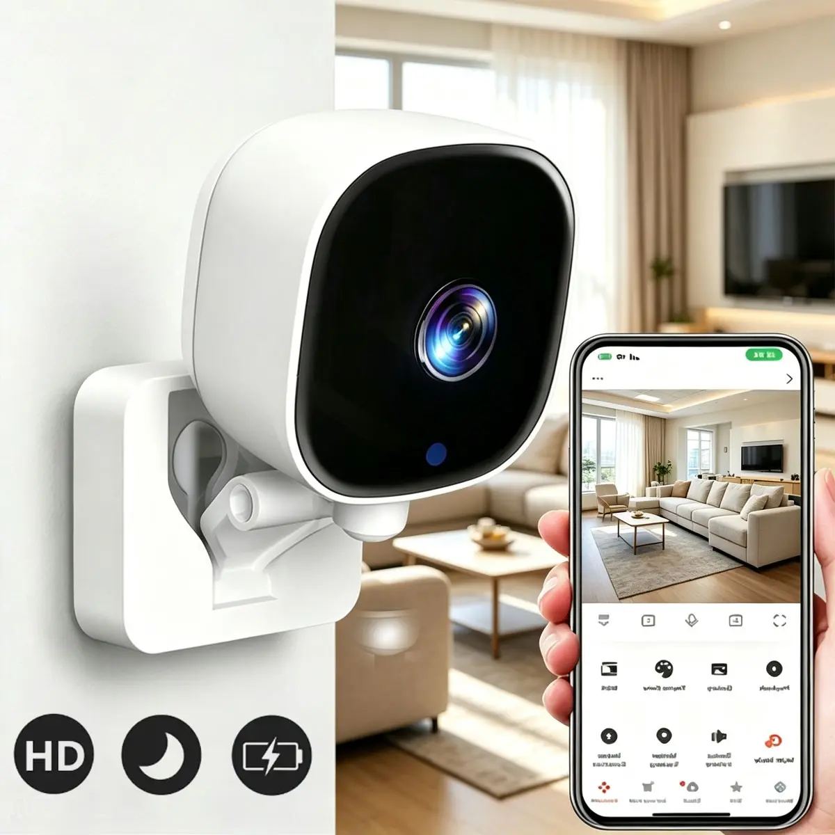 2K Stick-On Indoor Window Camera, Wireless Security Camera Indoor, 2.4G WiFi Plug-in Camera, AI Human Detection & Full Color Night Vision, Two-Way Audio, 24/7 Recording, Easy Adhesive Installation, Ideal for Bedroom, Home Office, Baby & Pet Monitoring