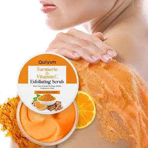 Full-body turmeric & VC exfoliator safe for sensitive skin. Exfoliates smooths brightens, soften dead skin and replenish moisture, relieve dry rough cracked skin, keep skin silky without post-wash tightness.