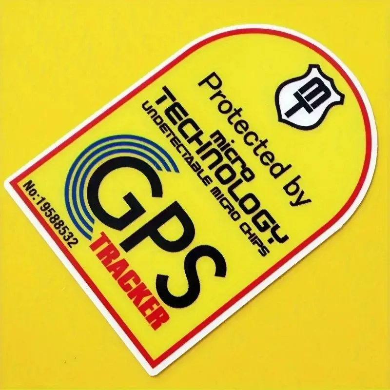 GPS Tracker Warning Stickers with Microchip, Anti-Theft Security Mark, Self-Adhesive & Dustproof, Easy Installation for Motorcycles, Trailers, Heavy Equipment, Sticker Decals
