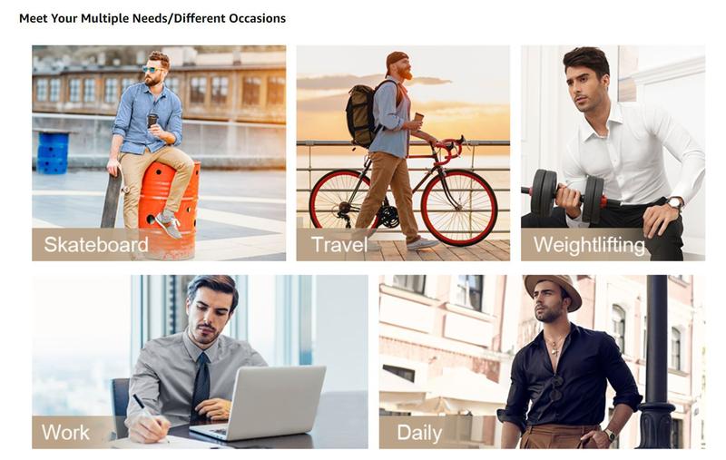 3-Piece Set Stretch and stain-resistant shirt, unisex.Shirts4-way Stretch Long Sleeve Collared Solid Wedding Dating Button Down Shirts Business Casual Breathable Outfits Menswear black logo