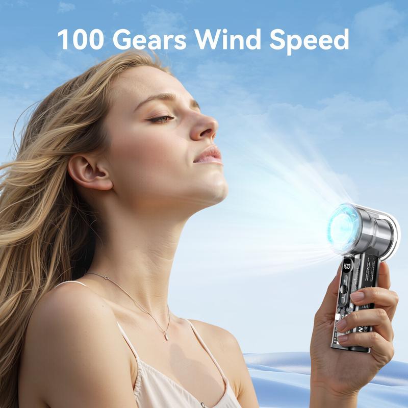 Mini Portable Fan  | Pocket Hurricane Fan | Turbo Boost Output | Adjustable Speed | Digital Display | Perfect for: Office, Library, Camping, Sports, Kitchen Aid, Industrial Workshop