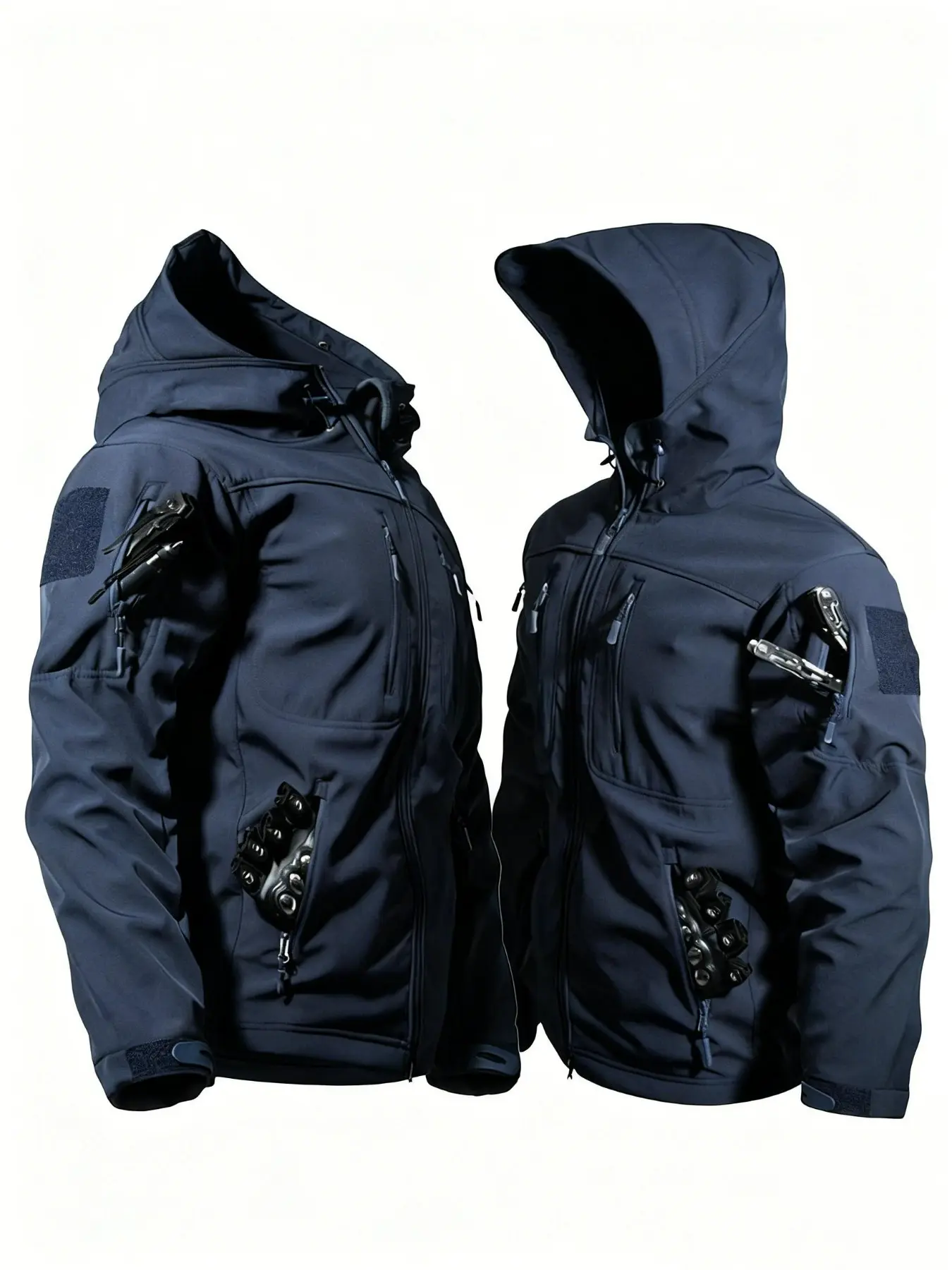 Single-piece men's outdoor fleece-lined tactical jacket, sports hiking casual coat, durable multi-pocket workwear top for training, fishing attire, suitable for rock climbing, skiing, hunting, daily wear and leisure activities.