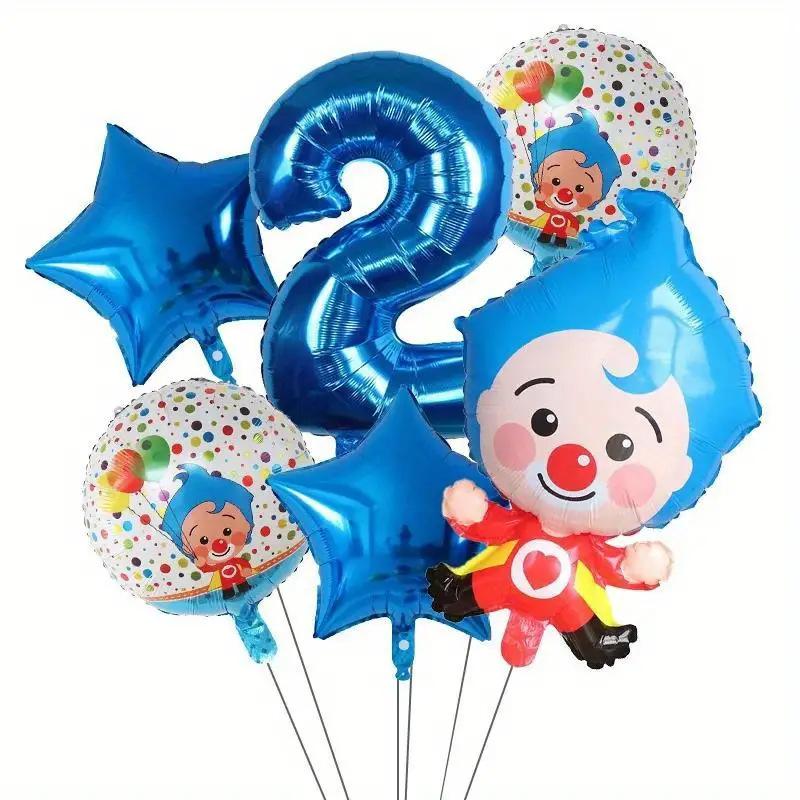 8PCS New Circus-themed Clown Aluminum Film Balloon Set Birthday Party Decoration