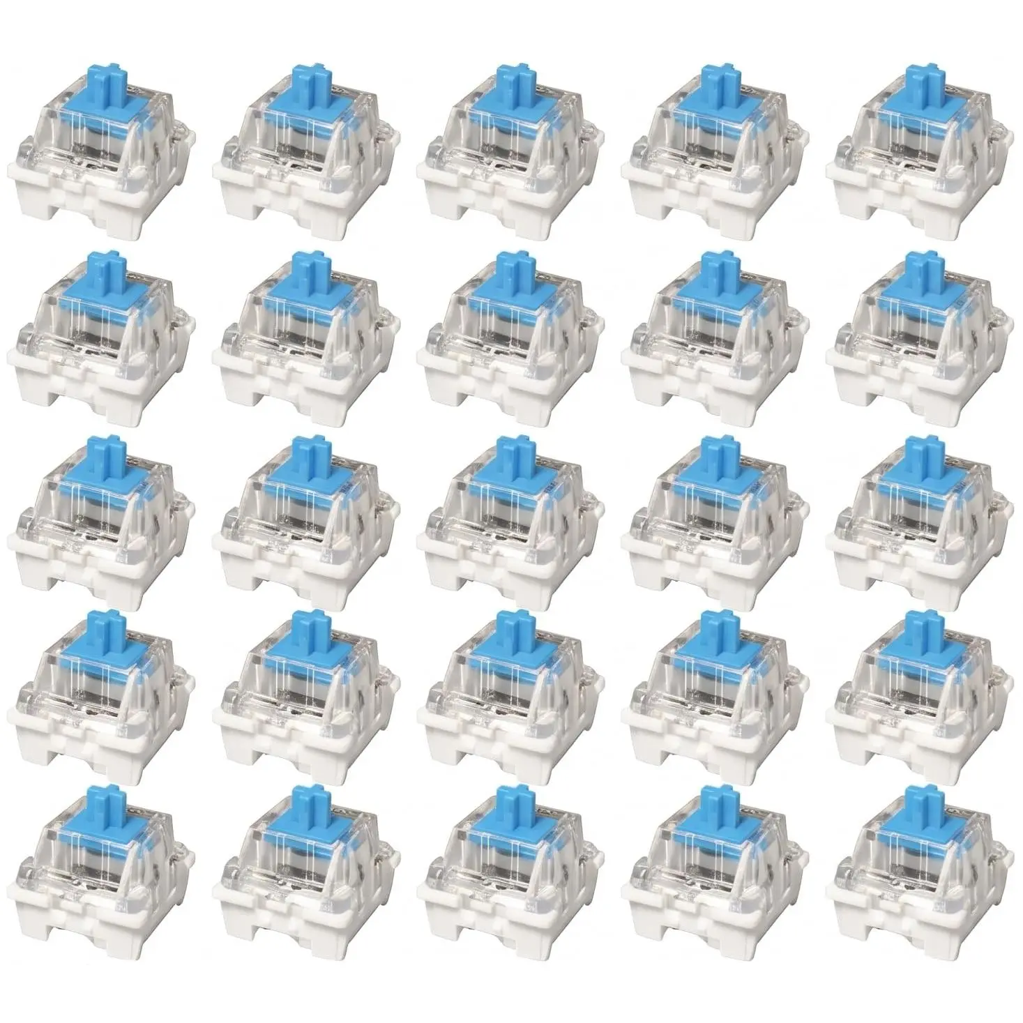 25 Blue 3-Pin Clicky Mechanical Keyboard Switches, Pre-Lubricated MX-Compatible RGB Switches for Repair, Custom Builds, Typing, Gaming, and -Printed Clicker Projects