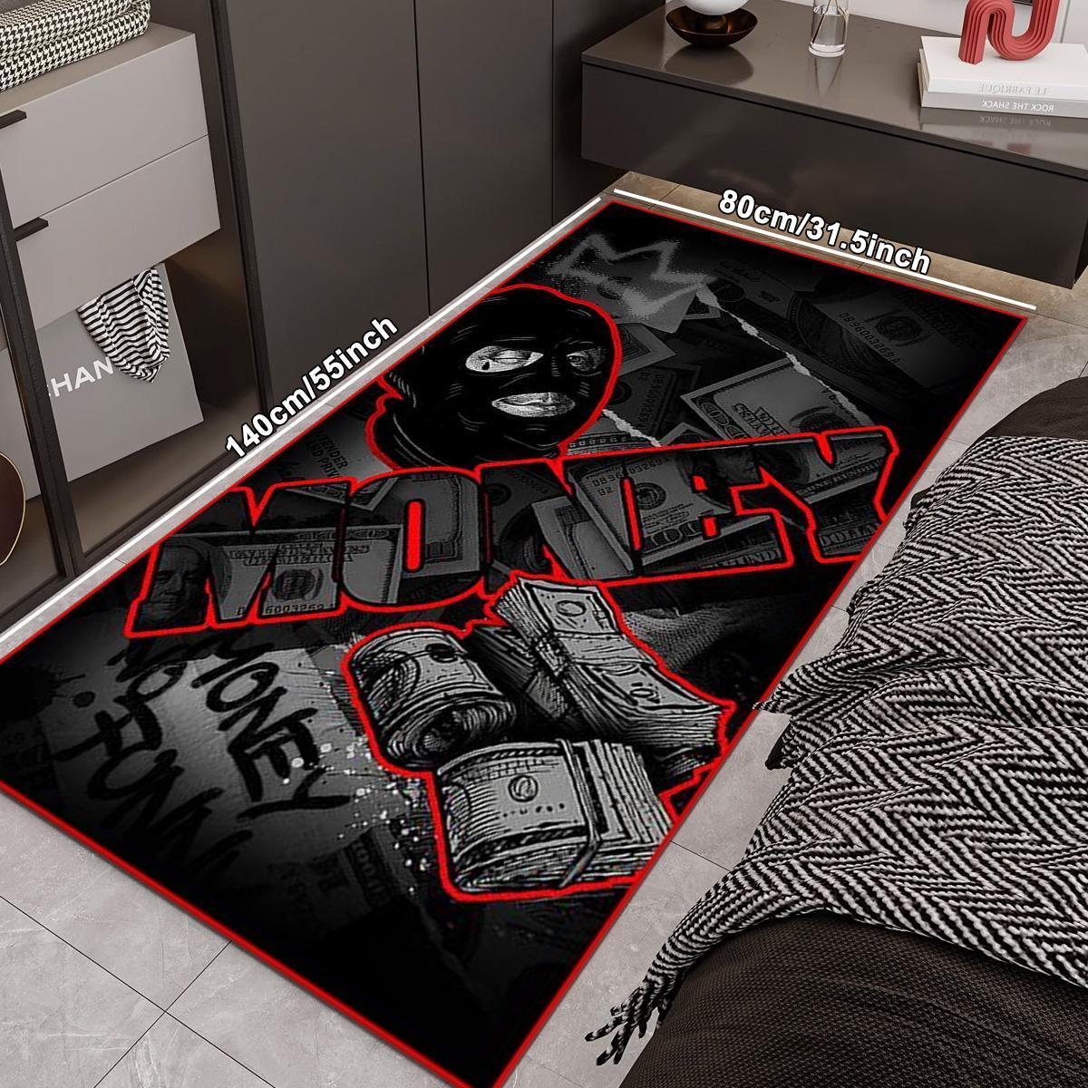 Money Pattern Floor Mat, Non-slip Soft Floor Carpet, Decorative Fluffy Rug, Modern Indoor Rug for Home Living Room Bedroom, Home Decor, Home Decor Rugs