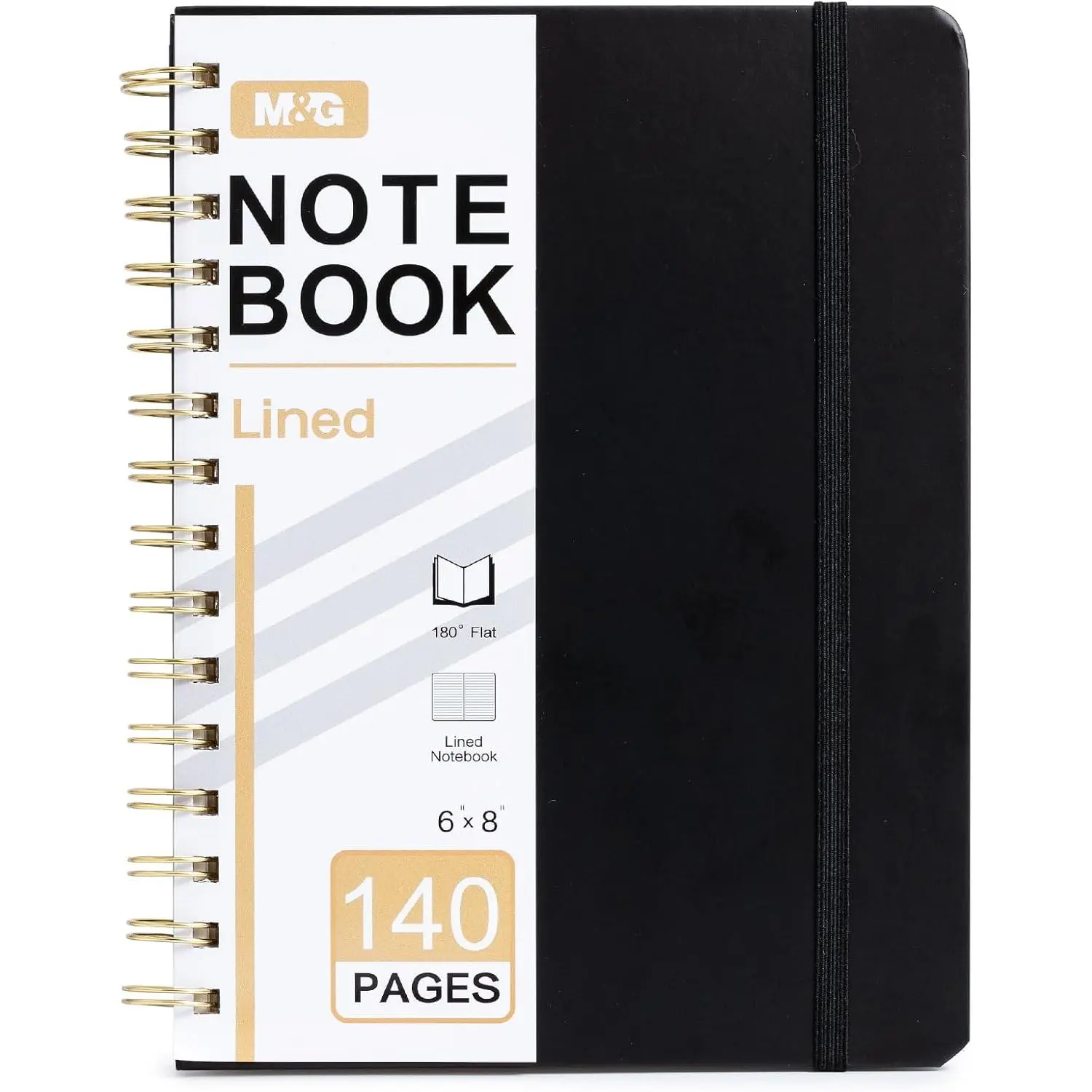 Hardcover Lined Spiral Journal Notebook, A5 8"X6", 146 Pages 80 GSM College Ruled, Modern with Expandable Pocket, for Women - Work, School Note Taking