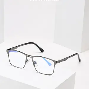 Men's High-End Business Full Frame Metal Bifocal Glasses, Blue Light Blocking PC Lenses, Dual Use Reading Glasses, Office Daily Wear