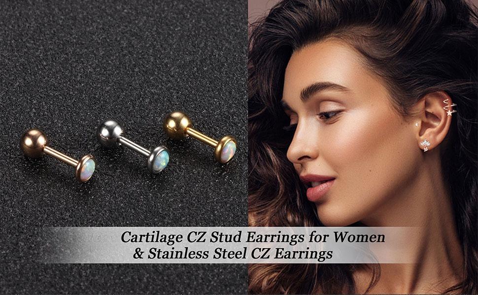 16Pcs Mixed 16G-20G Stainless Steel Cartilage Earring Set | Silver | Gold & Rose Gold Piercing Kit | Helix, Rook, Conch, Tragus & L-Shaped Nose Rings | Hypoallergenic Body Jewelry for Women