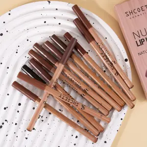 SHCOETY 12 PCS Nude Lip Liner Set, Natural Wood Lip Pencil Kit, Creamy Smooth Matte Formula, Long-Lasting Smudge-Resistant Lip Contour Pencils for Defined Lip Shape, Easy to Apply, Blend and Layer for Daily.
