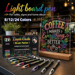 8/12/24 Color Liquid Chalk Markers, 1-5mm Brush Tip, Washable and Wet Erase, Fluorescent Chalk Pens for Blackboard, Whiteboard, Signage