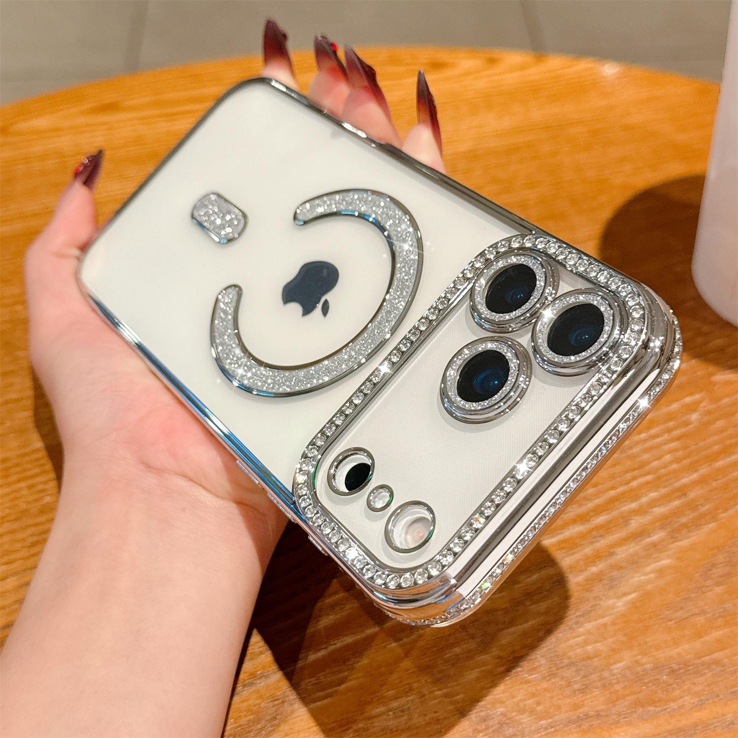 [Free!!Ship!] Mag Safe Luxury Glitter Bling Diamond Case for iPhone 17 Pro Max 16 Plus 15 14 13 Sparkle Camera Lens Protection Shockproof TPU Clear Phone Cover