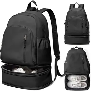 Gym Backpack for Women Men,Cheer bag,Lightweight Gym Bag with Shoe Compartment, Waterproof Sports Backpack with Wet Pocket, Black