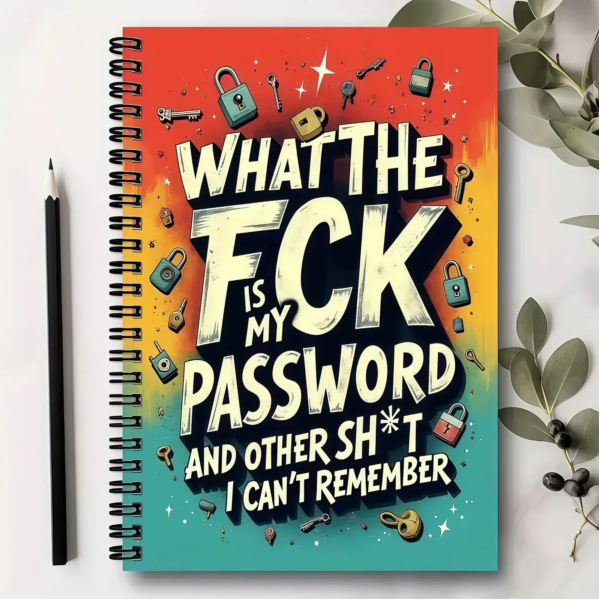 Retro Twin-Wire Spiral Password Lock Notebook - Multi-Functional Coil Bound Private Organizer Stationery with Text and Locks for Office Work, Personal Daily Records