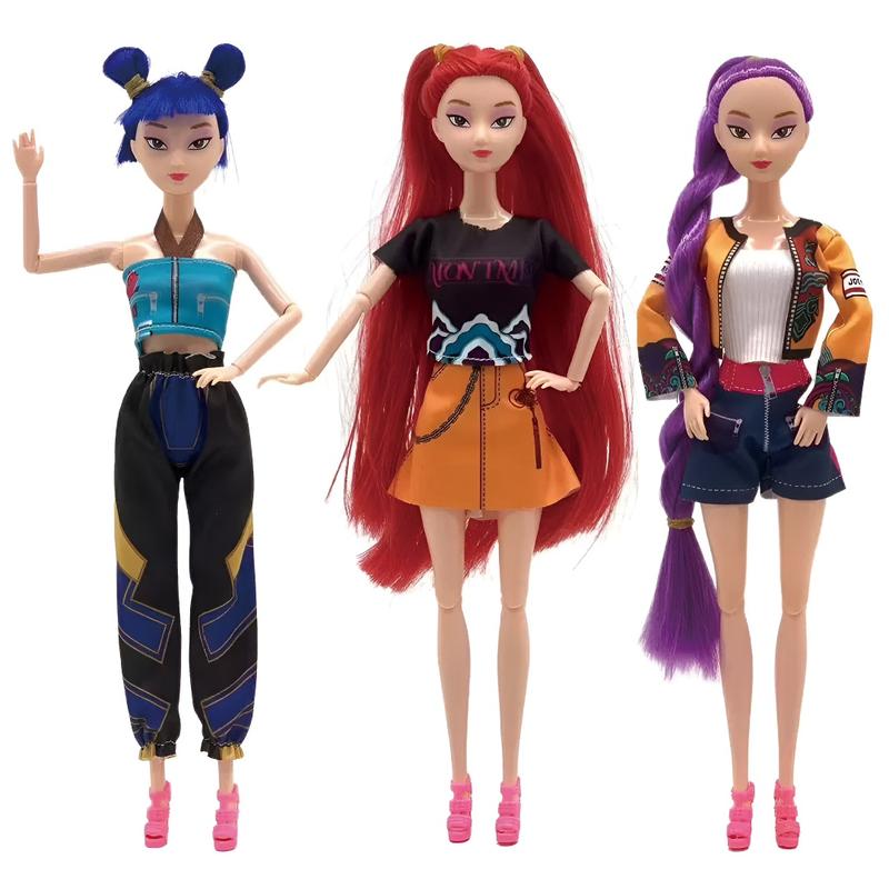 Gift For Valentines K-pop Demon Hunters Anime action figure doll 11.5 inches–12 Joint Movable Anime-Rumi, Mira and Zoey, Anime-Inspired Collectible Dolls, Mystery Box Merch Gift for Fans & Kids-desk display-Kpop Idol Merch Collectibles Playable theme song