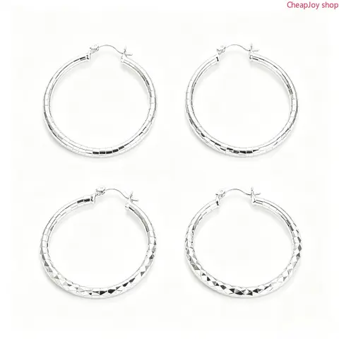 2/1pcs Pair Of 925 Silver Earrings, Suitable For Women, Elegant Large Circle Design, 925 Silver Color, Hypoallergenic Ear Needles, Suitable For Daily And Vacation Wear, Suitable As Valentine's Day Gift