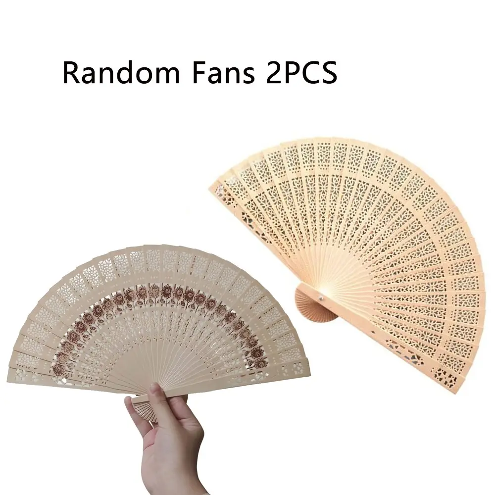 Vintage Spanish/chinese Hand Fans Set of 2, Foldable Wooden Fans with Spanish and Chinese Text, Perfect for Weddings, Performances, Gifts