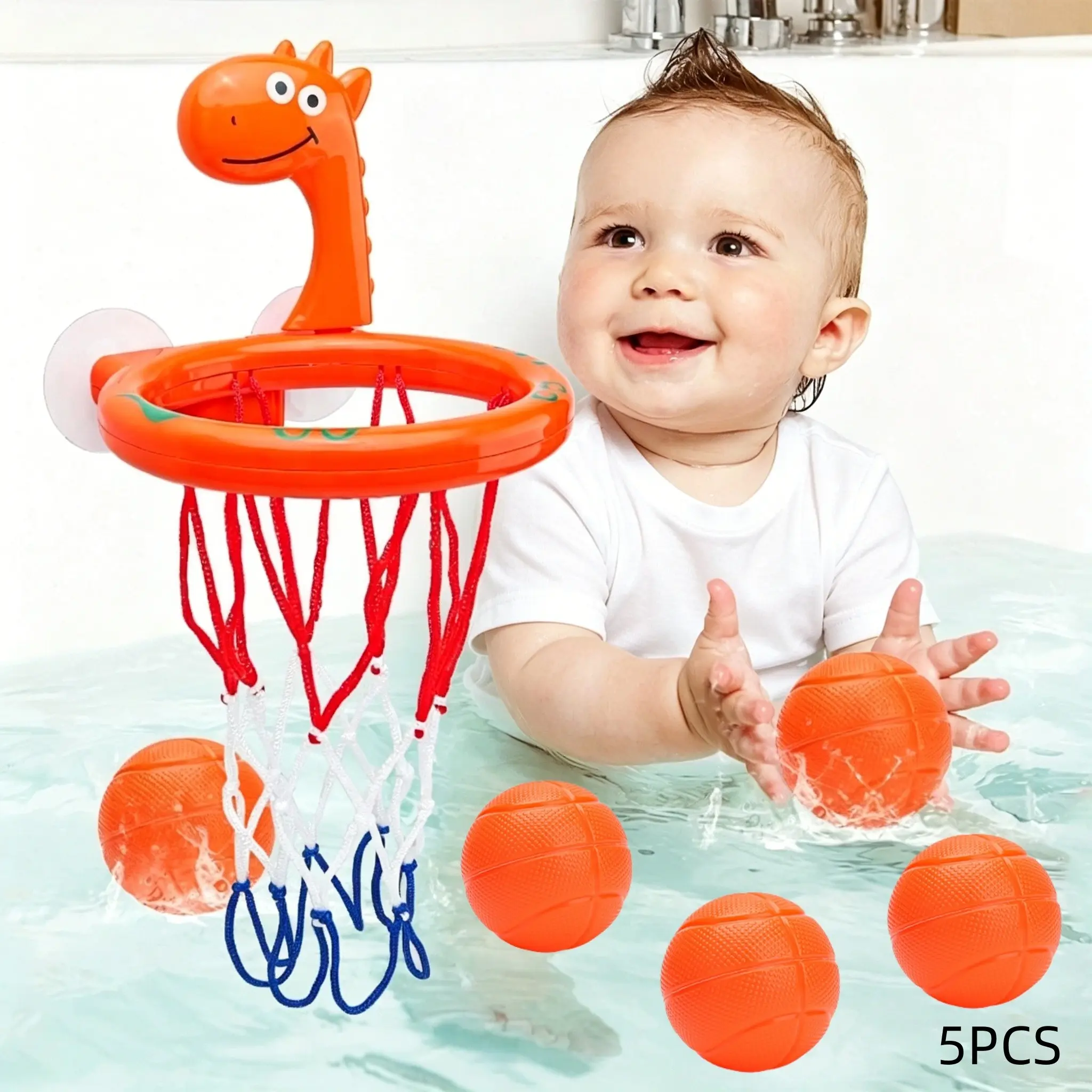 5PCS Mini Cartoon Animal Basketball Hoops, Baby Bath Toys, Bath Toys, Infant Bath Toys And Games, Perfect Gift for Kids Play