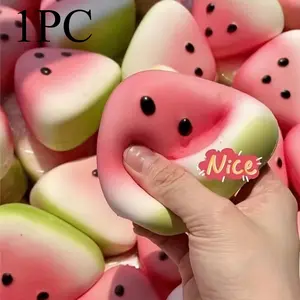Festive Pink & Green Watermelon Squeeze Toy Cute Squishies - Soft, Playful Texture, For Kids' Parties & Classroom Rewards, Christmas Halloween Thanksgiving Easter Eid Gift, Party Toy