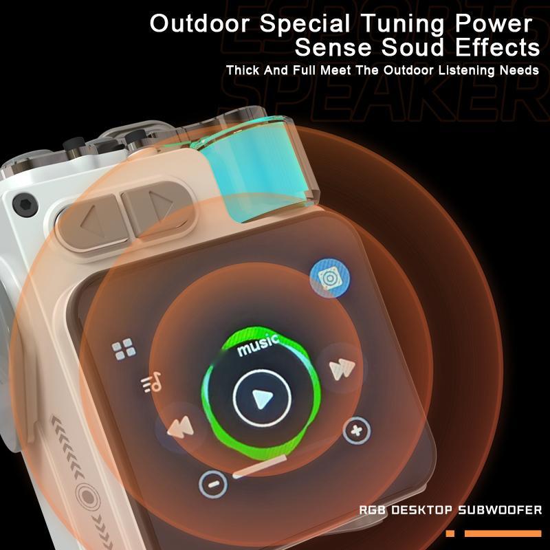 GAMINJA Wireless Speaker, Portable Mini Multi-function Wireless Music Player, Rechargeable Stereo Radio Speaker with Cool Light for Home Office, Multifunctional Desktop Speaker