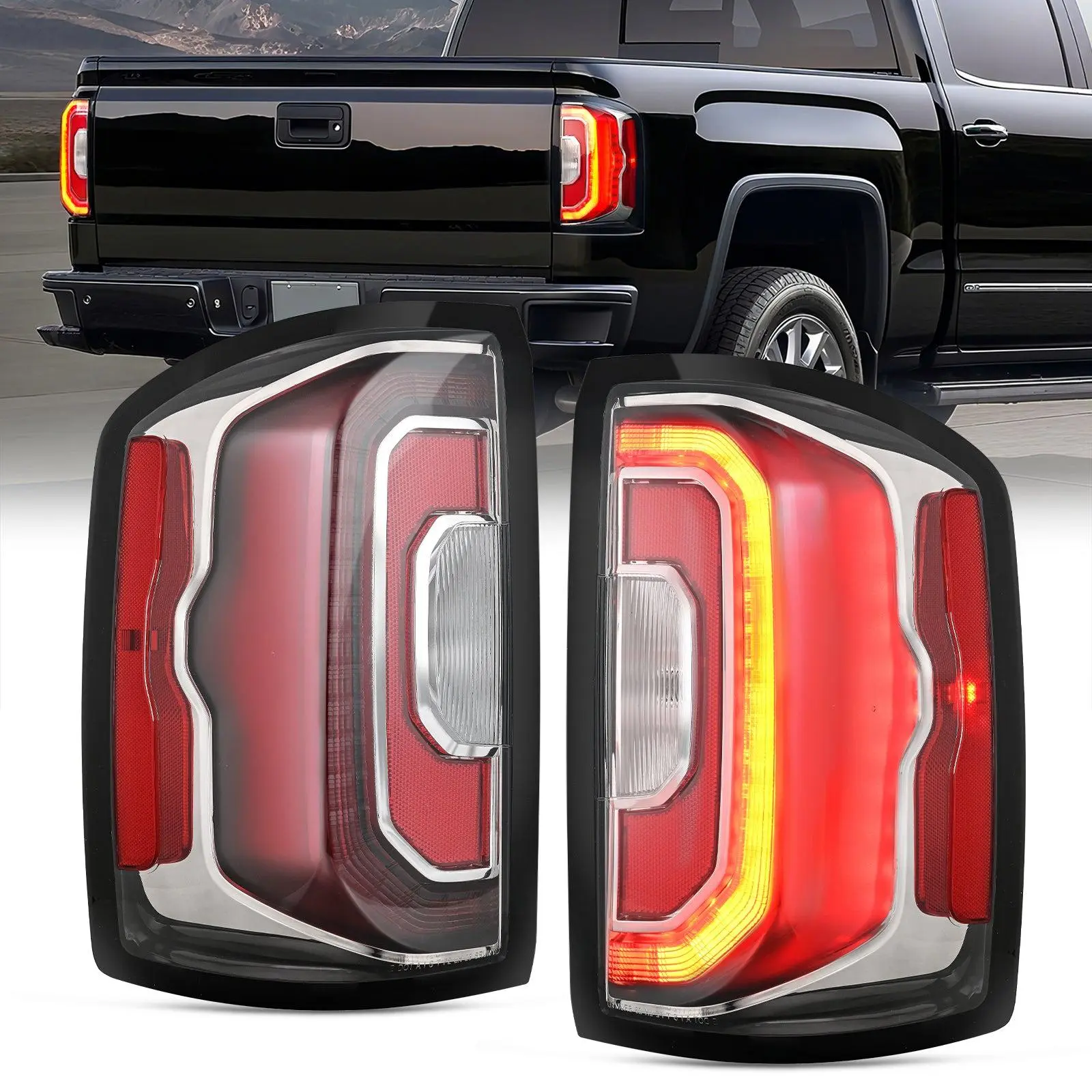 Nilight LED Taillight Assembly - 1 Pair OE Style LED Light, Corrosion & Humidity Resistant, Plug-and-Play, Long-Lasting Rear Lamps for 2016-2018 GMC Sierra 1500, 2019 Sierra 1500 Limited (Driver & Passenger Side, Boosts Night Visibility)