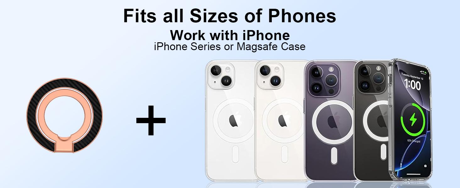 Magnetic Phone Ring Holder for MagSafe, Magnet Phone Grip Stand Finger Ring Kickstand Dual-Side Magnetics for iPhone 17 16e 16 Pro Max 15 Pro Max Galaxy Z Flip7 Fold7 S26 S25 Ultra Plus S24 FE