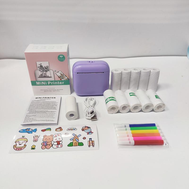 Mini Sticker Printer, 1 Set Portable Bluetooth-compatible Thermal Pocket Printer, USB Charging Printer for Study Notes & Gifts, Portable Thermal Printers