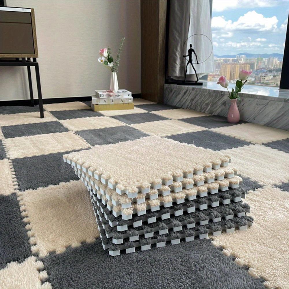 22P/44P Shaggy Rugs Decorative Fluffy Rug 12.2" x 12.2" Non-Slip EVA Foam Puzzle Floor Tiles for Safe Bedroom Game Room Decor rugs living room carpet