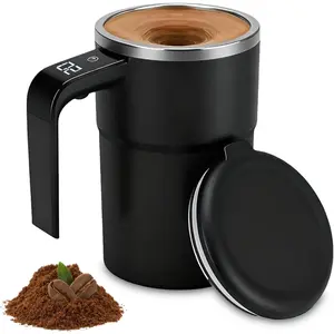 Electric Self Stirring Coffee Mug Magnetic Auto Mixing Cup with LCD Thermometer Black for Perfect Brew