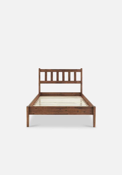 mopio Ted Bed Frame with Headboard, Mid Century Modern Acacia Solid Wood Platform Bed Frame, Wooden Slats, No Box Spring, Double Metal Bar Support (Solid Wood Slatted, King (U.S. Standard))