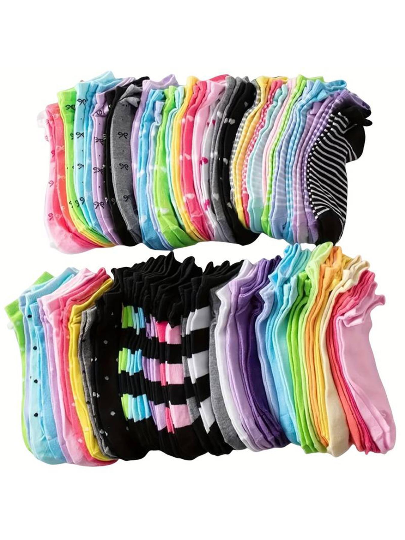 Women's Heart & Striped & Bowknot Print Ankle Socks, Cute Textured Socks, Casual Comfy Breathable Candy Colored Socks for Daily Wear, Ladies Socks for All Seasons, Womenswear