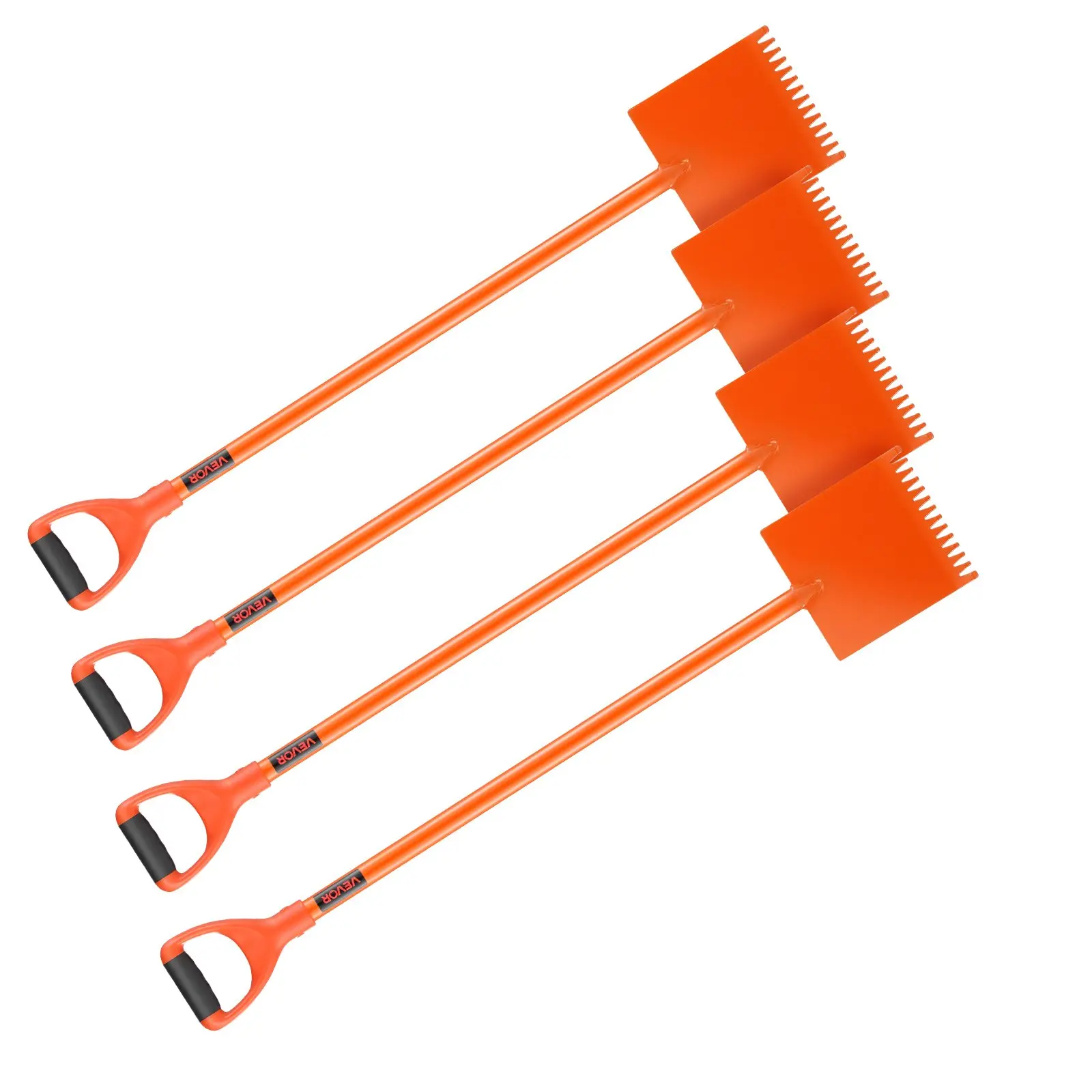 VEVOR 4 Pcs Shingle Shovel, D-Type D-Grip Handle Roof Ripper, 45# Steel 46.1 x 8 x 4.33 Inch High Hardness Lightweight Tool for Nails & Roofing Tearing, Commercial Renovations & Residential Use, Orange, Durability for Tough Demolition Tasks, Ergonomic Des